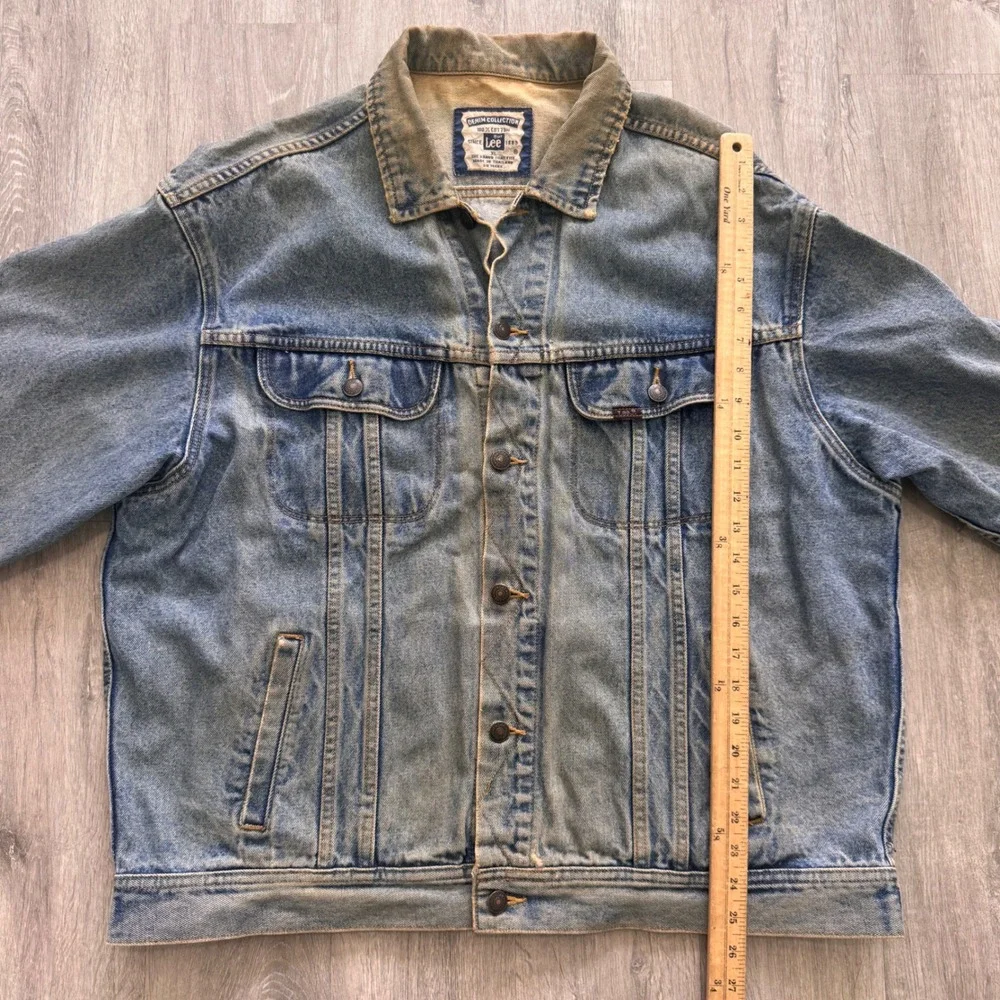 Vintage Lee Denim Collection Hawaii Map Embroidered Trucker Jacket Blue XL